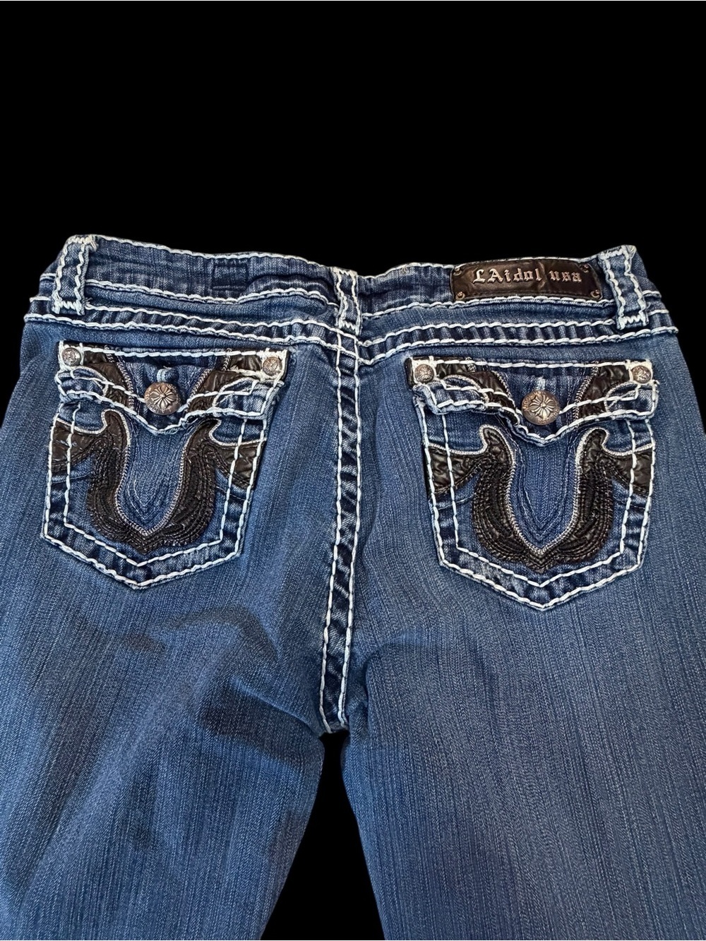 L.A. Idol Dark Blue Embroidered Bootcut Jeans